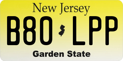 NJ license plate B80LPP