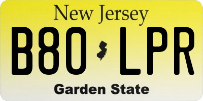 NJ license plate B80LPR