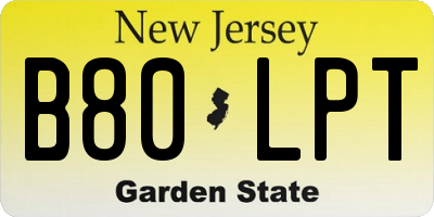 NJ license plate B80LPT