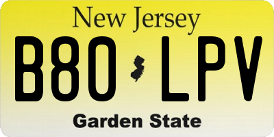 NJ license plate B80LPV