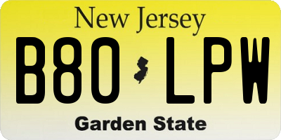 NJ license plate B80LPW