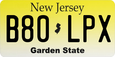 NJ license plate B80LPX