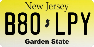 NJ license plate B80LPY