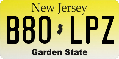 NJ license plate B80LPZ