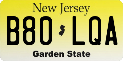 NJ license plate B80LQA