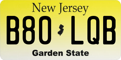 NJ license plate B80LQB