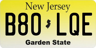 NJ license plate B80LQE