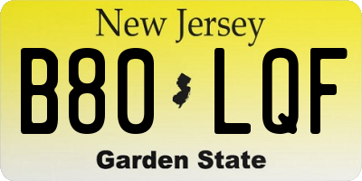 NJ license plate B80LQF