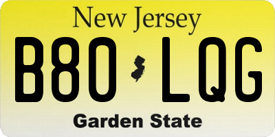 NJ license plate B80LQG