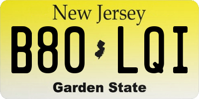 NJ license plate B80LQI