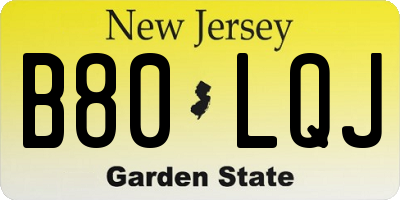 NJ license plate B80LQJ