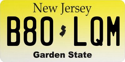 NJ license plate B80LQM