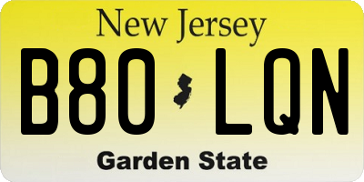 NJ license plate B80LQN