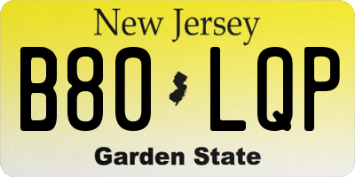 NJ license plate B80LQP