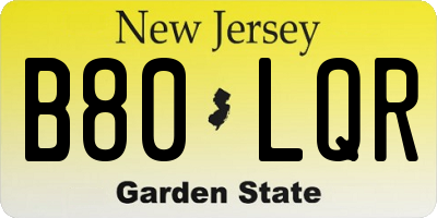 NJ license plate B80LQR