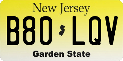 NJ license plate B80LQV