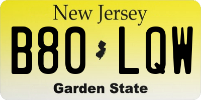 NJ license plate B80LQW