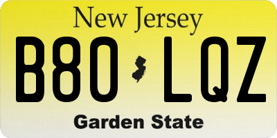 NJ license plate B80LQZ