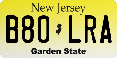 NJ license plate B80LRA