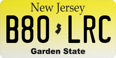 NJ license plate B80LRC