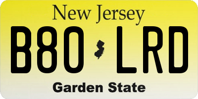 NJ license plate B80LRD