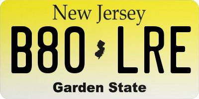 NJ license plate B80LRE