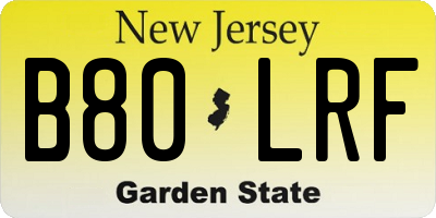 NJ license plate B80LRF
