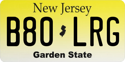 NJ license plate B80LRG