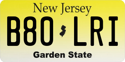 NJ license plate B80LRI