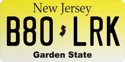 NJ license plate B80LRK