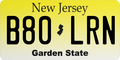 NJ license plate B80LRN