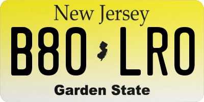 NJ license plate B80LRO