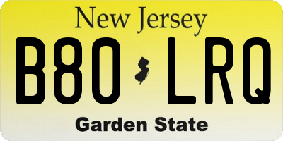 NJ license plate B80LRQ