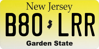 NJ license plate B80LRR