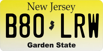 NJ license plate B80LRW