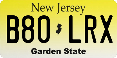 NJ license plate B80LRX