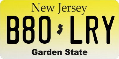 NJ license plate B80LRY