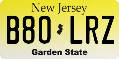 NJ license plate B80LRZ