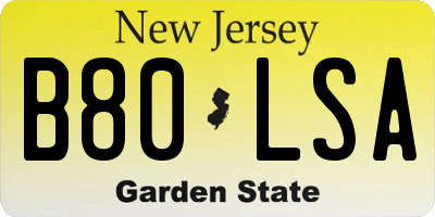 NJ license plate B80LSA