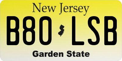 NJ license plate B80LSB