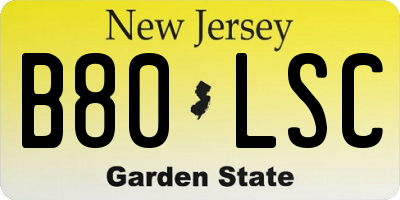 NJ license plate B80LSC