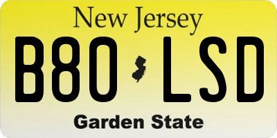 NJ license plate B80LSD