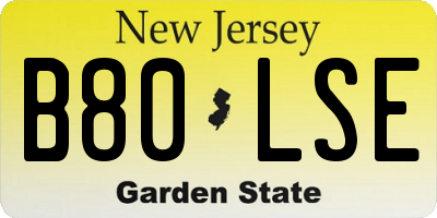 NJ license plate B80LSE