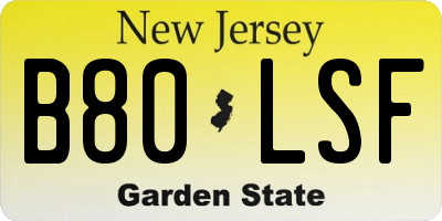 NJ license plate B80LSF