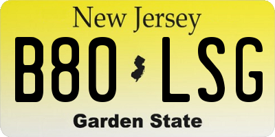 NJ license plate B80LSG
