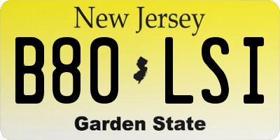 NJ license plate B80LSI