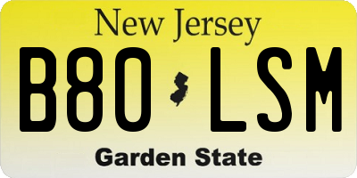 NJ license plate B80LSM