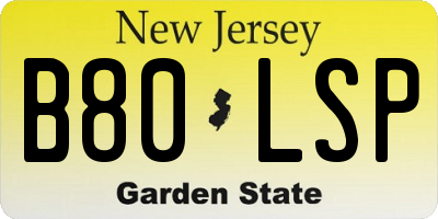 NJ license plate B80LSP