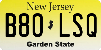 NJ license plate B80LSQ