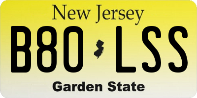 NJ license plate B80LSS